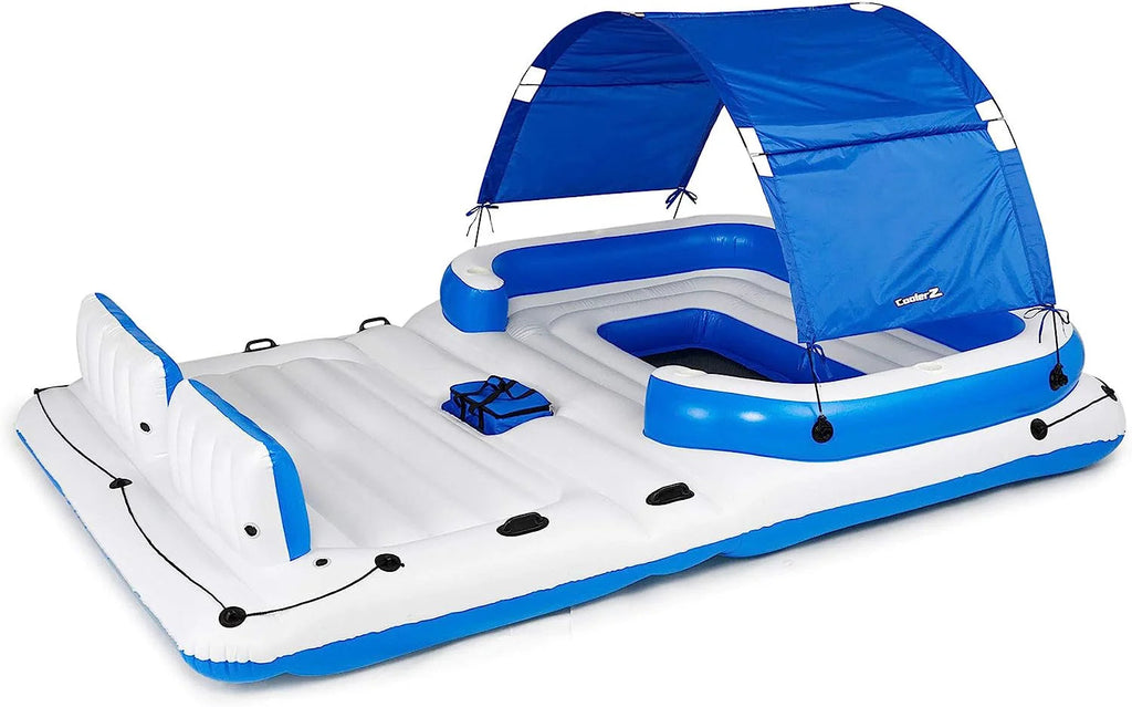 Tropical Breeze 6 Person Floating Island Lake Raft Lounge