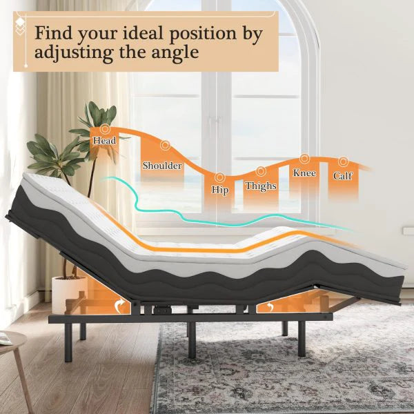 Adjustable Bed Frame -Wireless Remote -Memory Function -Adjustable Bed Base -Head and Foot Lift Incline -Zero Gravity -Quiet Motorfor Lying Down, Reading, Watching TV,Fatigue,Backache[Twin]