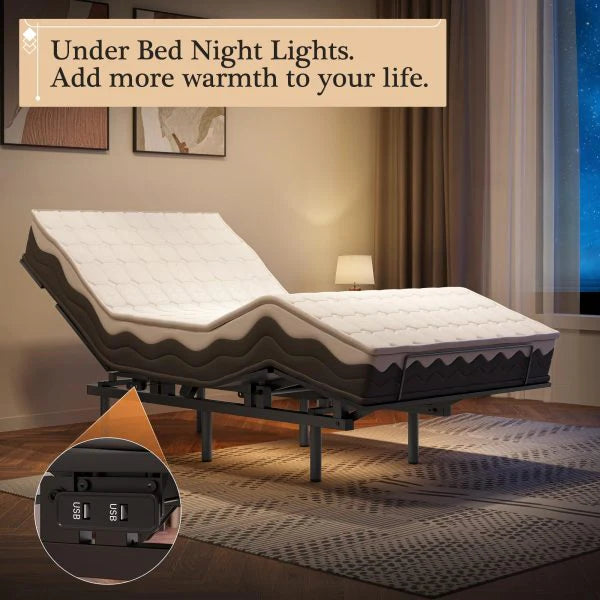 Adjustable Bed Frame -Wireless Remote -Memory Function -Adjustable Bed Base -Head and Foot Lift Incline -Zero Gravity -Quiet Motorfor Lying Down, Reading, Watching TV,Fatigue,Backache[Twin]