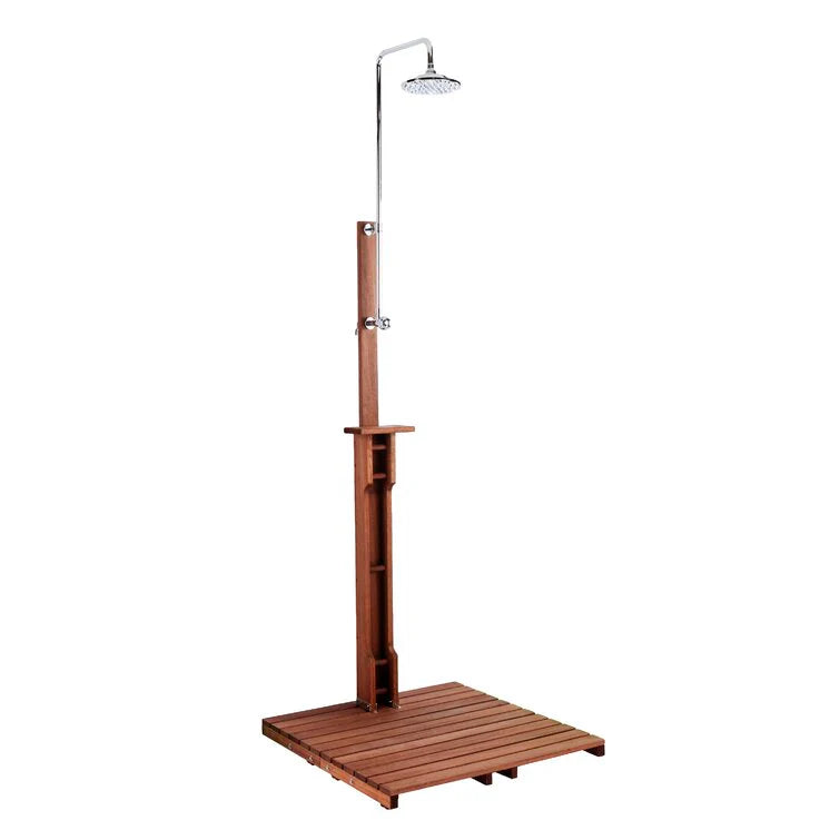 94.5" H Stainless Steel Freestanding Outdoor Shower and Duckboard