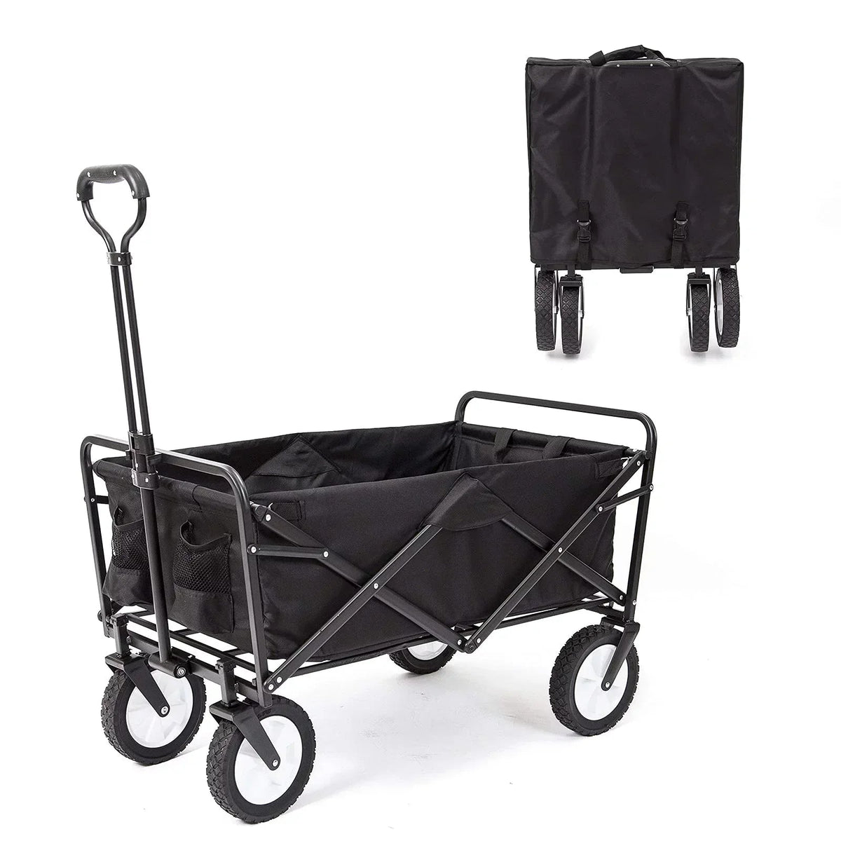 220lb Folding Wagon Utility Garden Cart for Outdoor Camping Black