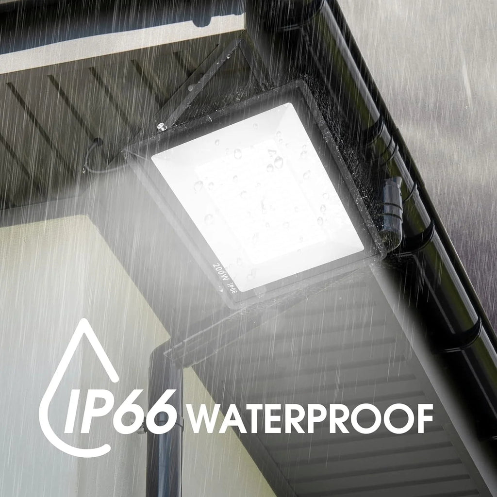 3 Pack 200W LED Flood Light,Super Bright Exterior Security Lights With Plug,IP66 Waterproof Outdoor Flood Light, 22800lm 5000K Daylight White Floodlight for Yard, Garden,Basketball Court, Arena