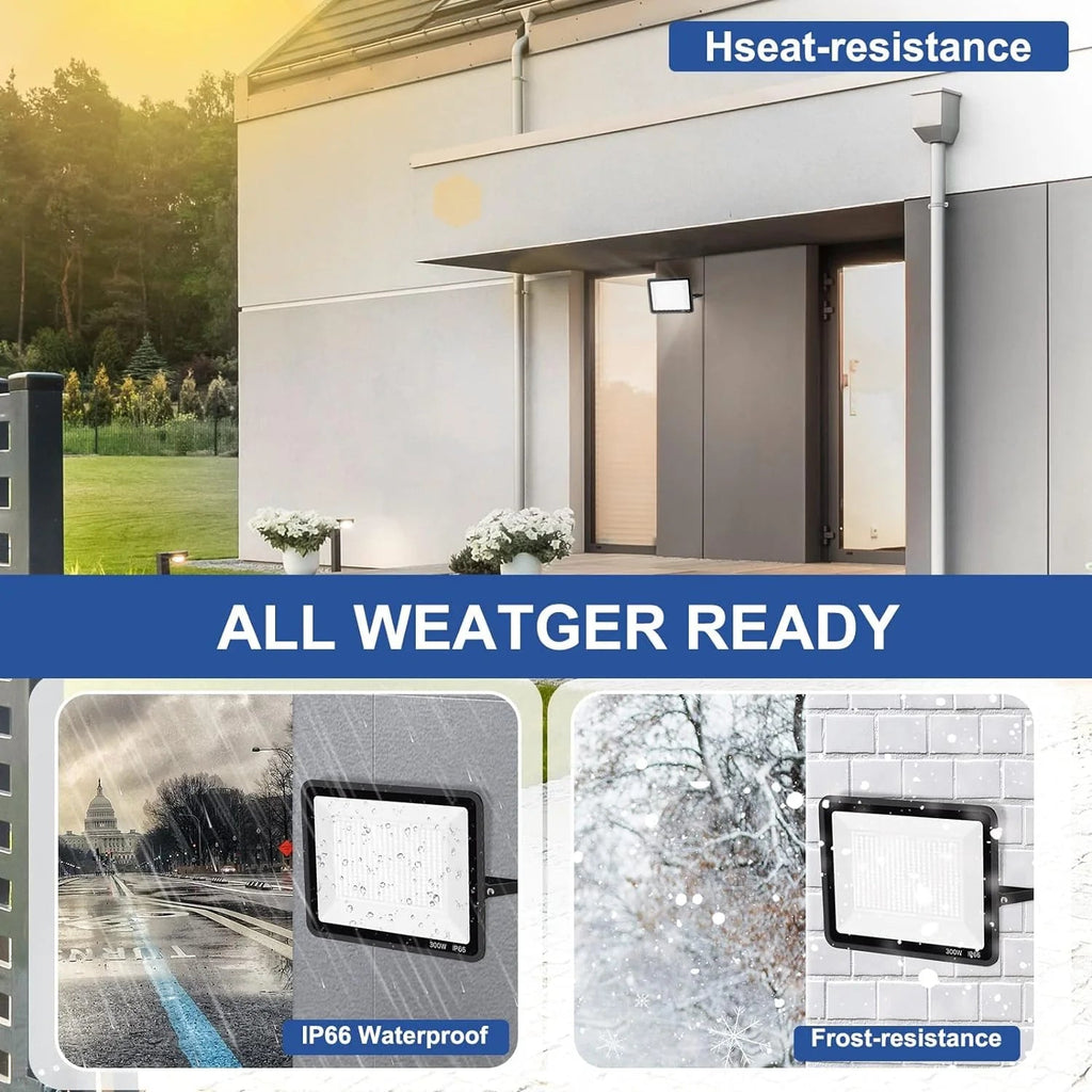 3 Pack 200W LED Flood Light,Super Bright Exterior Security Lights With Plug,IP66 Waterproof Outdoor Flood Light, 22800lm 5000K Daylight White Floodlight for Yard, Garden,Basketball Court, Arena