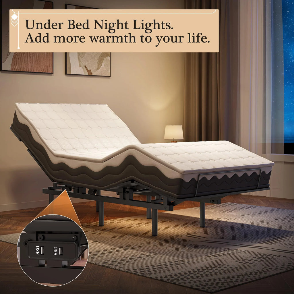 Adjustable Bed Frame -Wireless Remote -Memory Function -Adjustable Bed Base -Head and Foot Lift Incline -Zero Gravity -Quiet Motorfor Lying Down, Reading, Watching TV,Fatigue,Backache[Twin]