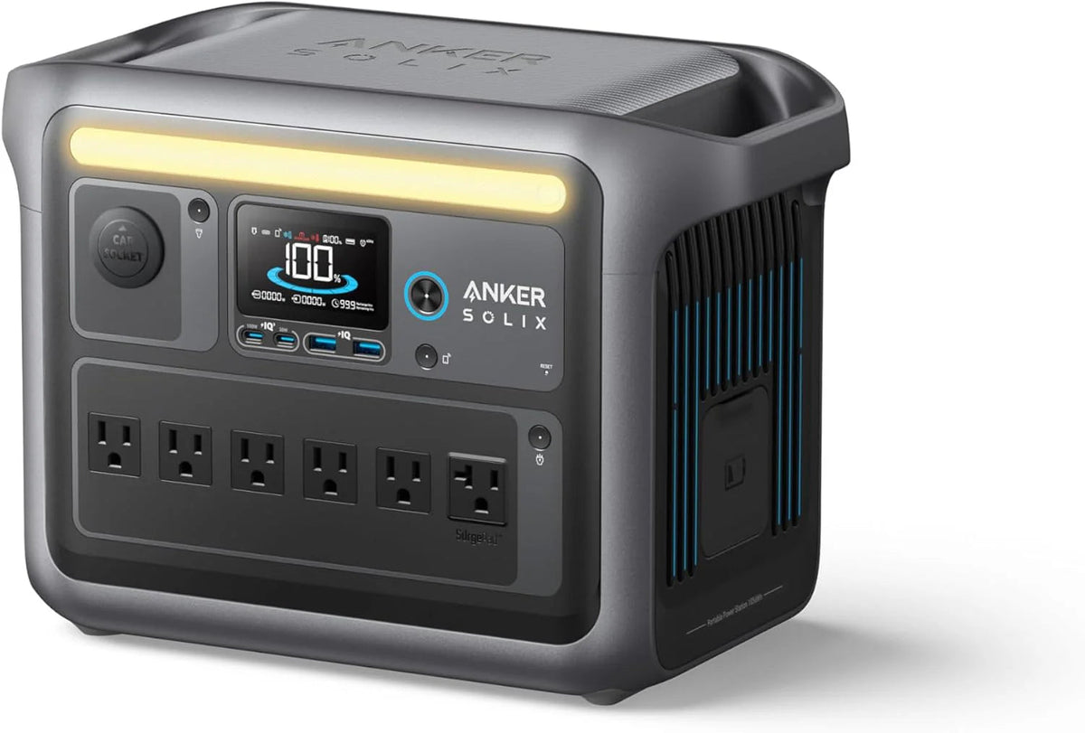 SOLIX C1000 Portable Power Station with 200W Solar Panel, 1800W Solar Generator, 1056wh LFP (LiFePO4) Battery, 6 AC Outlets, Up to 2400W for Home, Power Outages, and Outdoor Camping
