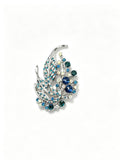 Blue Crystal Leaf Brooch