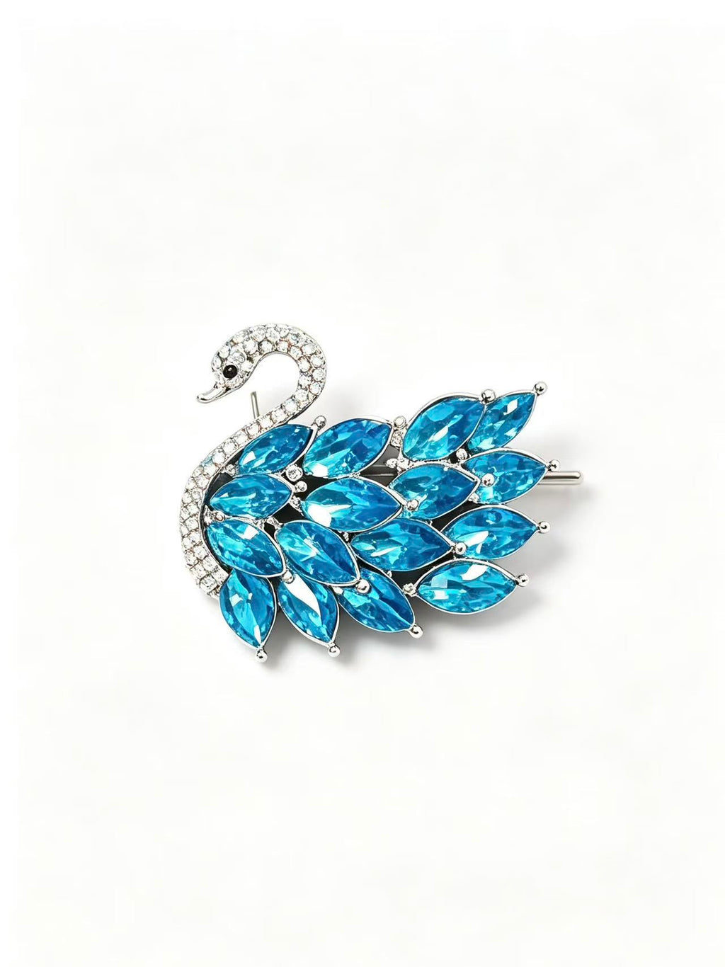 Blue Crystal Swan Brooch