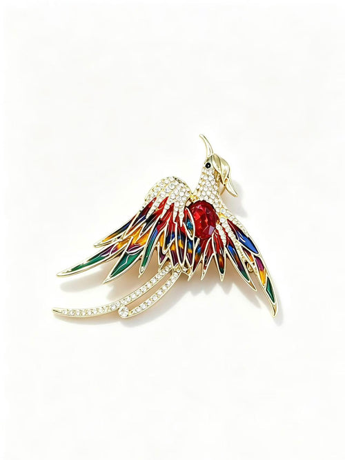 Colorful Bird Rhinestone Brooch