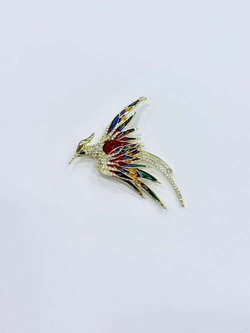Colorful Bird Rhinestone Brooch
