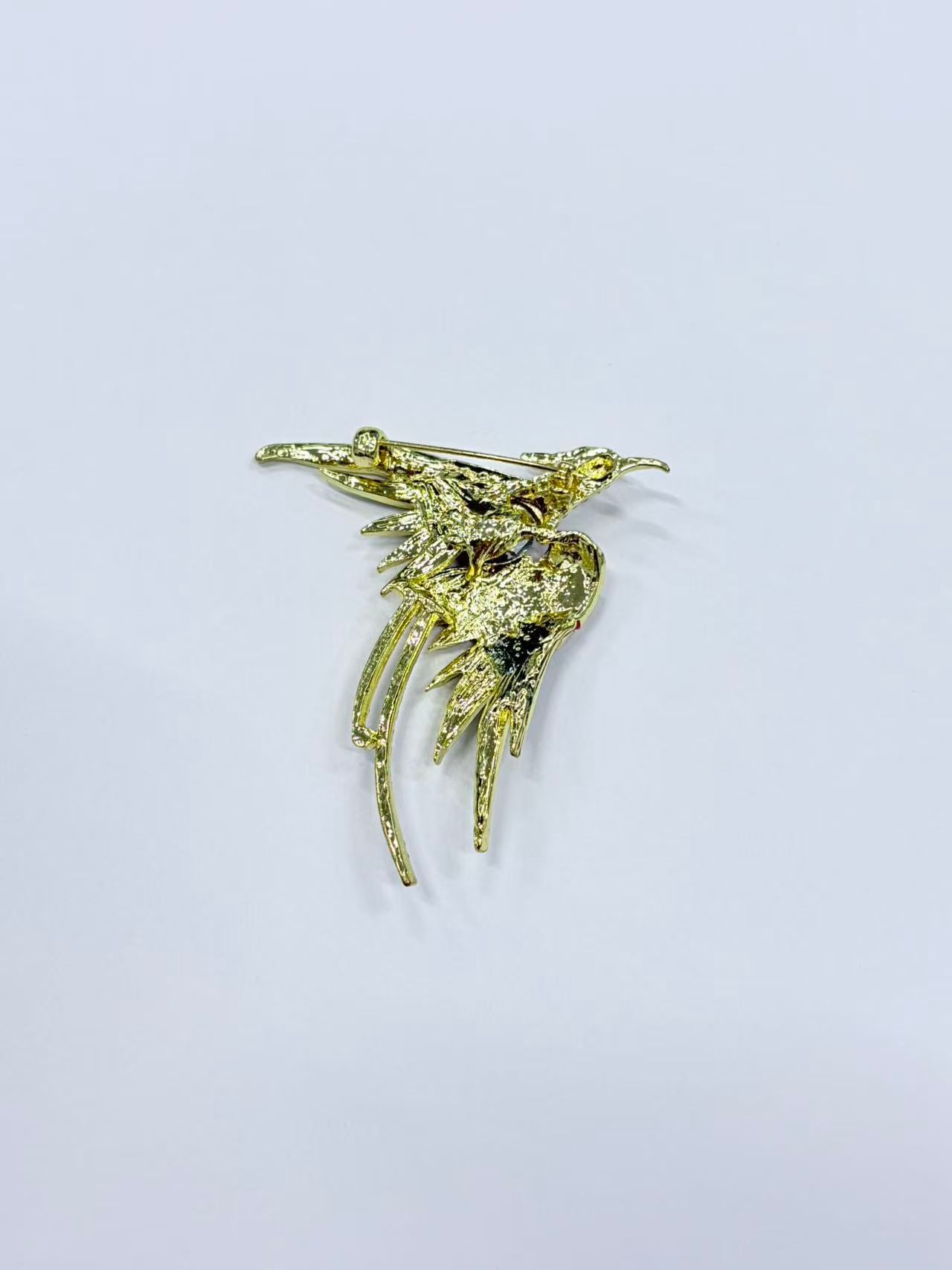 Colorful Bird Rhinestone Brooch
