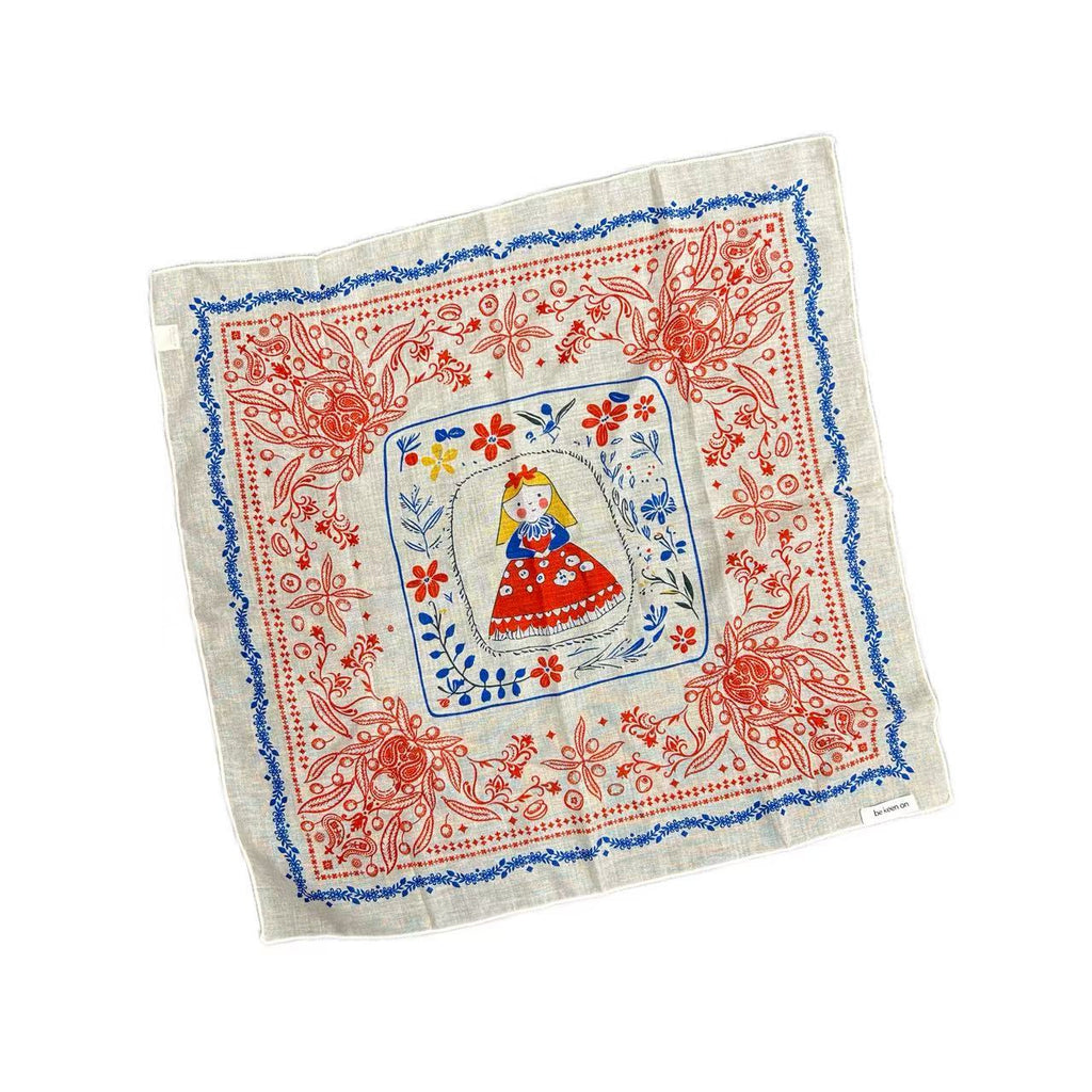 Folk Art Girl Print Scarf