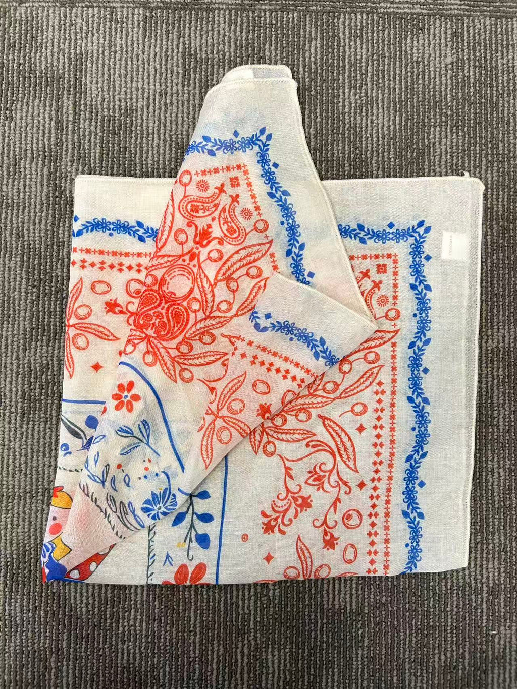 Folk Art Girl Print Scarf