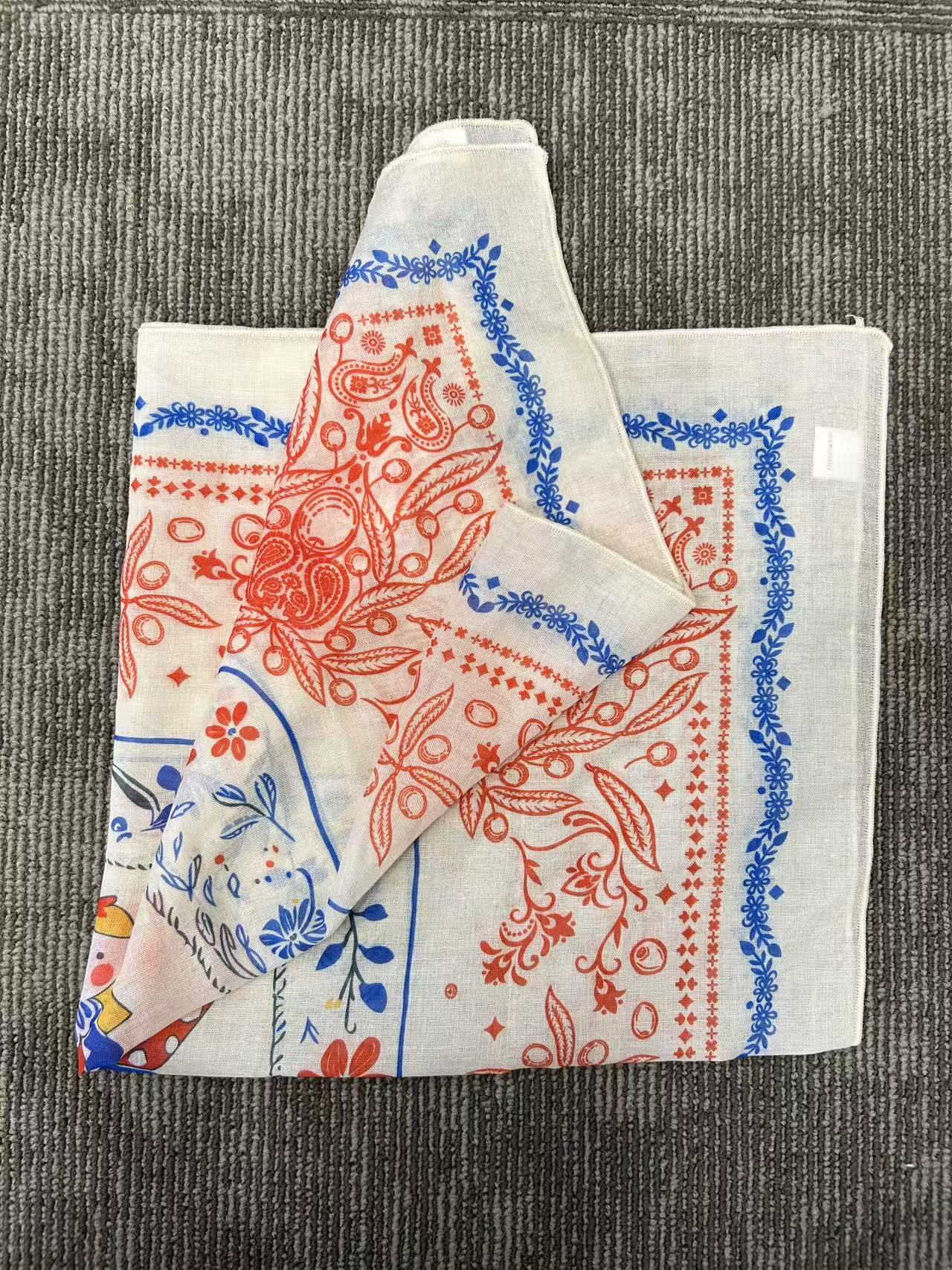 Folk Art Girl Print Scarf