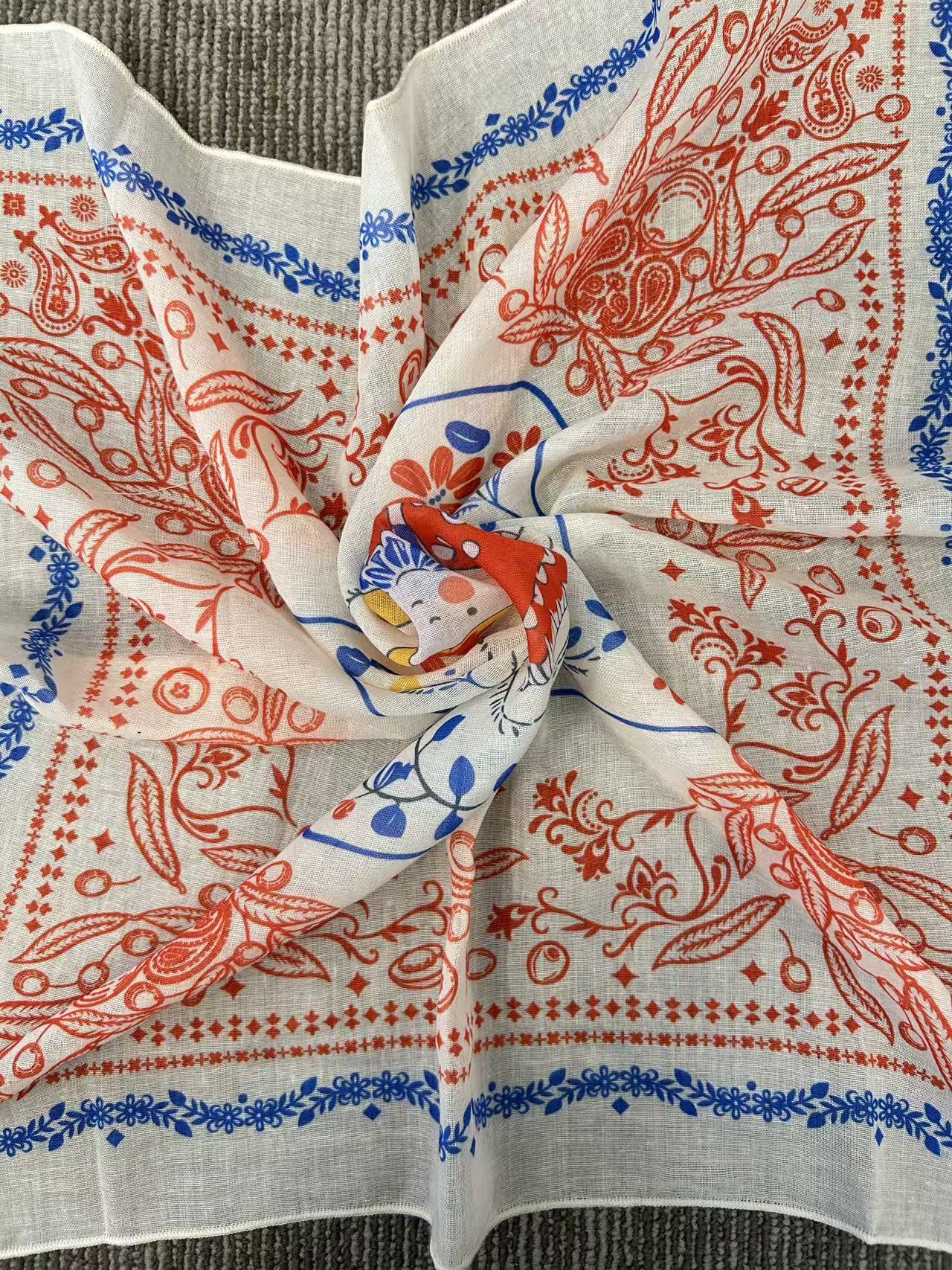 Folk Art Girl Print Scarf