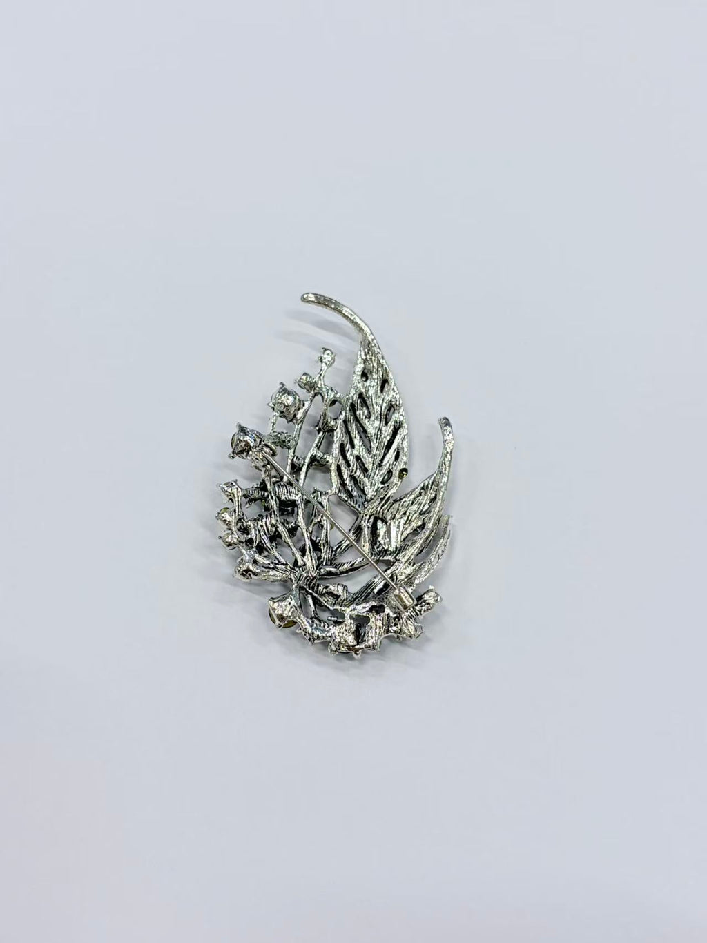 Green Crystal Leaf Brooch