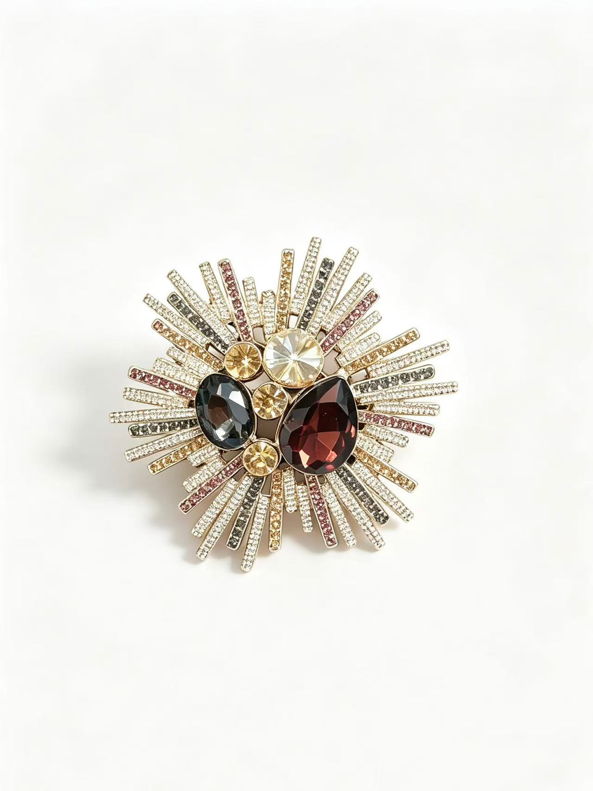 Vintage Sunburst Rhinestone Brooch