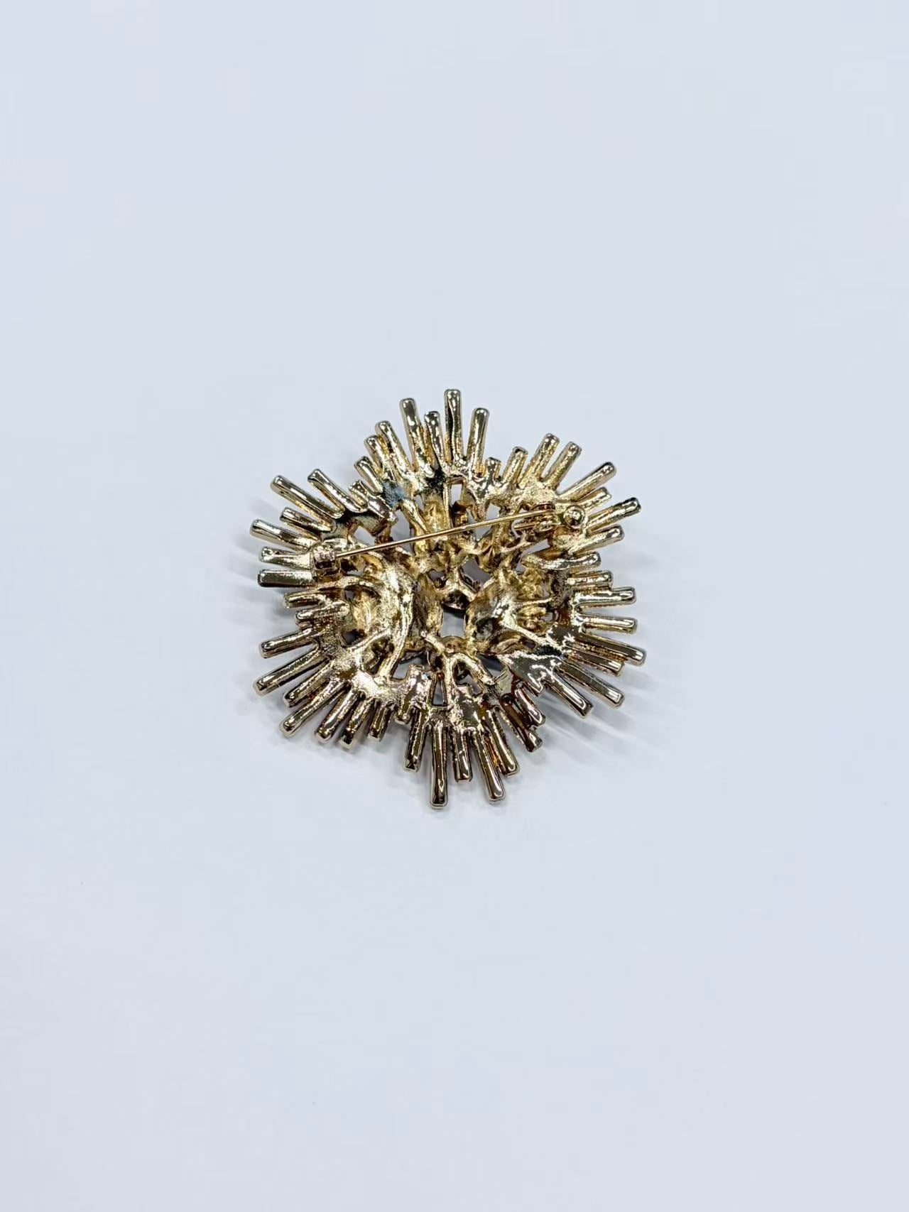 Vintage Sunburst Rhinestone Brooch