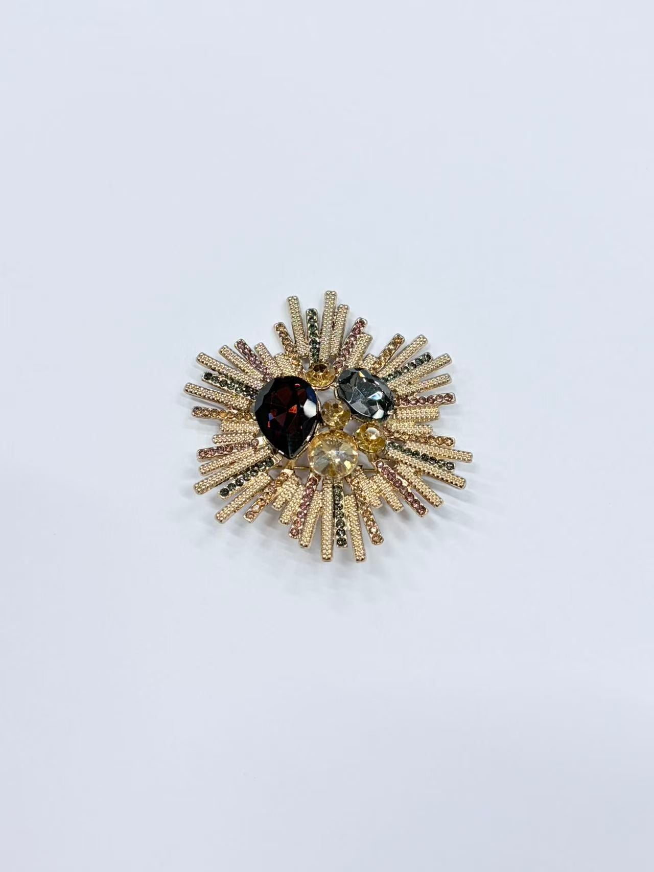 Vintage Sunburst Rhinestone Brooch