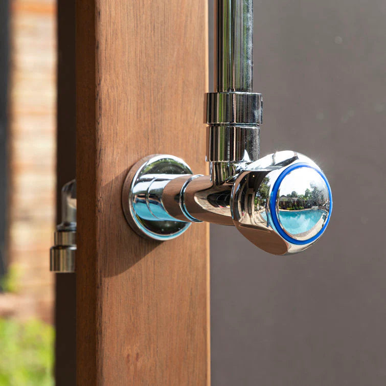 94.5" H Stainless Steel Freestanding Outdoor Shower and Duckboard