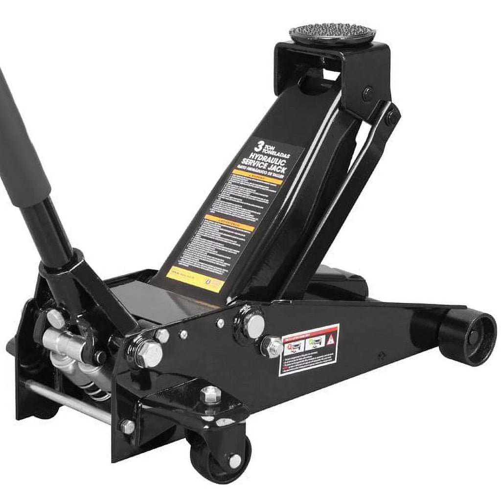 3 Ton Floor Jack Hydraulic Heavy Duty Steel Car Jack with Quick Lift Dual Pump,Black,W8303-B