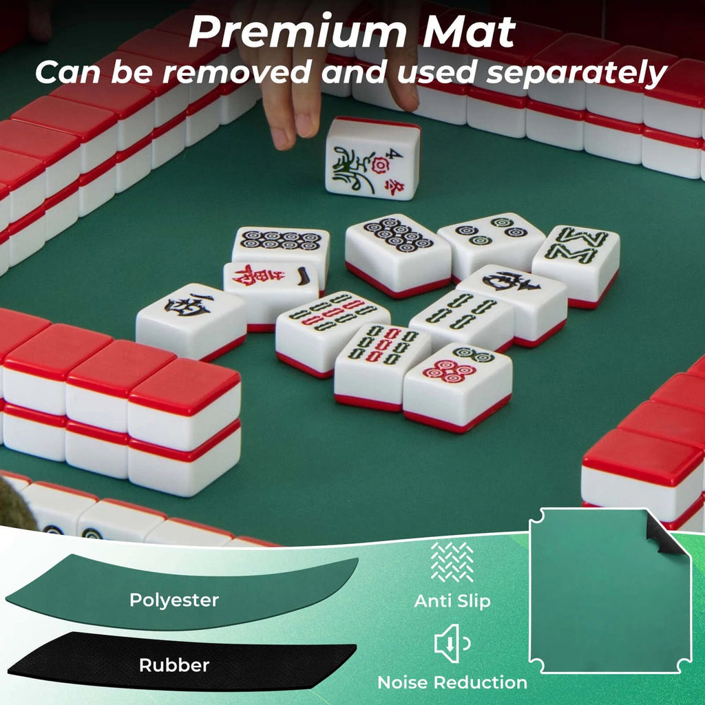 Costway 35" Folding Mahjong Table with Cup Holders & Smooth Felt Mat Carrying Handle Green