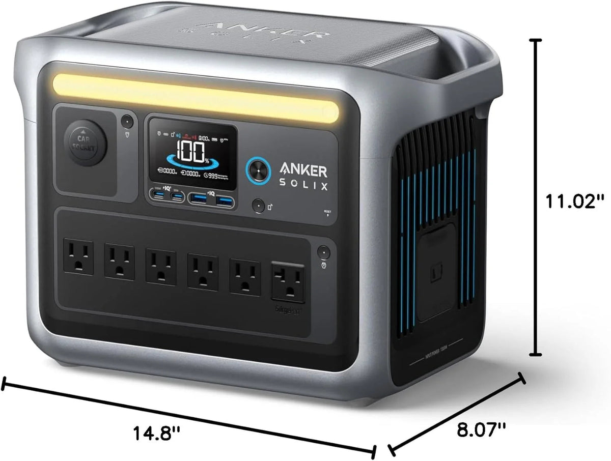 SOLIX C1000 Portable Power Station with 200W Solar Panel, 1800W Solar Generator, 1056wh LFP (LiFePO4) Battery, 6 AC Outlets, Up to 2400W for Home, Power Outages, and Outdoor Camping